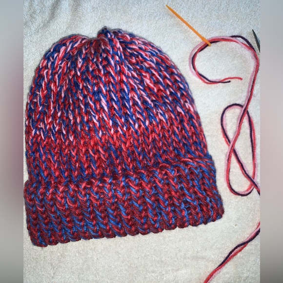 HANDCRAFTED Cozy Crochet Stretchy Hat Made with 3 Skeins of Yarn Soft Stretchy - Picture 7 of 17